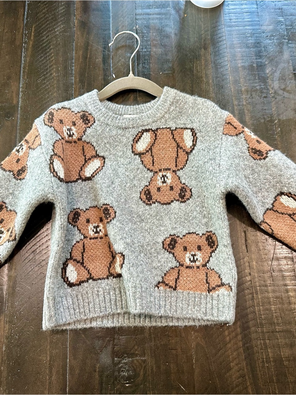 Zara Gray Sweater with Brown Teddy Bears